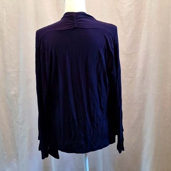 FREE TO LIVE dark blue cardian, prob L, GUC, comfortable, long sleeve, versatile - Picture 3 of 4